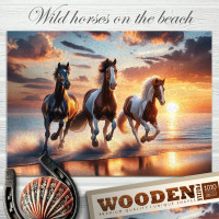WOODEN CITY Dřevěné puzzle Divocí koně na pláži 1010 dílků