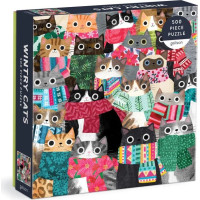 Galison Puzzle Zimní kočky 500 dílků