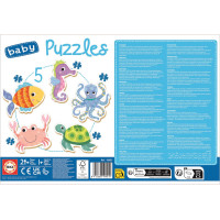 EDUCA Baby puzzle Vodní zvířata 5v1 (3-5 dílků)