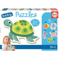 EDUCA Baby puzzle Vodní zvířata 5v1 (3-5 dílků)
