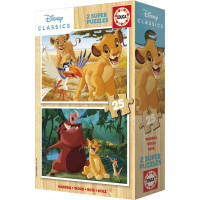 EDUCA Dřevěné puzzle Lví král 2x25 dílků
