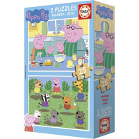 EDUCA Dřevěné puzzle Prasátko Peppa 2x25 dílků