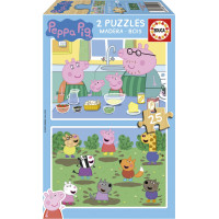 EDUCA Dřevěné puzzle Prasátko Peppa 2x25 dílků