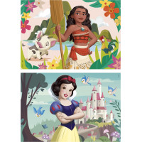 EDUCA Dřevěné puzzle Disney princezny: Vaiana a Sněhurka 2x50 dílků