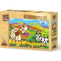 ART PUZZLE Dřevěné puzzle Kravička s květinami 25 dílků