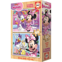 EDUCA Dřevěné puzzle Minnie a Daisy 2x50 dílků