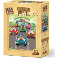 ART PUZZLE Dřevěné puzzle Roztomilí řidiči 100 dílků