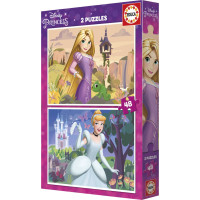 EDUCA Puzzle Disney princezny: Locika a Popelka 2x48 dílků
