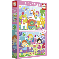 EDUCA Puzzle Jednorožci a Víly 2x48 dílků