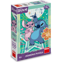 DINO Puzzle s drahokamy Stitch 200 dílků