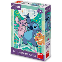 DINO Puzzle s drahokamy Stitch 200 dílků