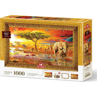 ART PUZZLE Puzzle s rámem a lepidlem 3v1 Králové savany 1000 dílků