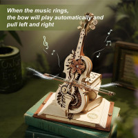 ROBOTIME Rokr 3D dřevěné puzzle Kouzelné violoncello (hrací skříňka) 199 dílků