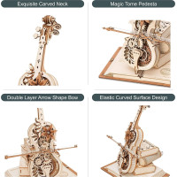 ROBOTIME Rokr 3D dřevěné puzzle Kouzelné violoncello (hrací skříňka) 199 dílků