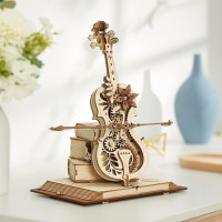 ROBOTIME Rokr 3D dřevěné puzzle Kouzelné violoncello (hrací skříňka) 199 dílků