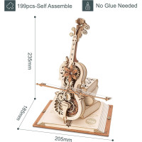 ROBOTIME Rokr 3D dřevěné puzzle Kouzelné violoncello (hrací skříňka) 199 dílků