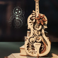 ROBOTIME Rokr 3D dřevěné puzzle Kouzelné violoncello (hrací skříňka) 199 dílků