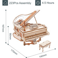 ROBOTIME Rokr 3D dřevěné puzzle Kouzelný klavír (hrací skříňka) 223 dílků