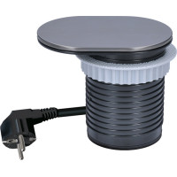 Solight 1z + USB A+C 20W PD vestavná zásuvka s posuvným víčkem, 2m, stříbrná