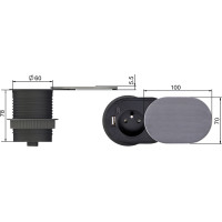 Solight 1z + USB A+C 20W PD vestavná zásuvka s posuvným víčkem, 2m, stříbrná