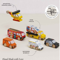 Le Toy Van Set záchranných autíček s vrtulníkem