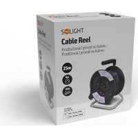 Solight prodlužovací přívod na bubnu, 4 zásuvky, 25m, černý kabel, 3x 1,5mm2
