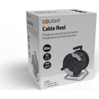 Solight prodlužovací přívod na bubnu, 4 zásuvky, 50m, černý kabel, 3x 1,5mm2