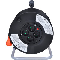 Solight prodlužovací přívod na bubnu, 4 zásuvky, 25m, oranžový kabel, 3x 1,5mm2