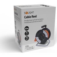 Solight prodlužovací přívod na bubnu, 4 zásuvky, 25m, oranžový kabel, 3x 1,5mm2