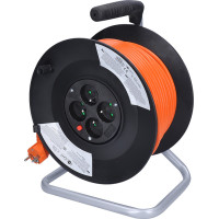 Solight prodlužovací přívod na bubnu, 4 zásuvky, 50m, oranžový kabel, 3x 1,5mm2