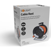 Solight prodlužovací přívod na bubnu, 4 zásuvky, 50m, oranžový kabel, 3x 1,5mm2