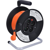 Solight prodlužovací přívod na bubnu, 4 zásuvky, 20m, oranžový kabel, 3x 1,5mm2
