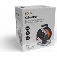 Solight prodlužovací přívod na bubnu, 4 zásuvky, 20m, oranžový kabel, 3x 1,5mm2