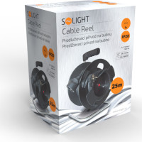 Solight prodlužovací přívod na bubnu, 1 zásuvka, 25m, černý kabel, 3x 1,5mm2