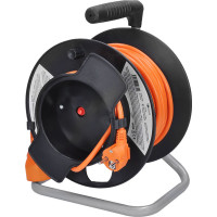 Solight prodlužovací přívod na bubnu, 1 zásuvka, 25m, oranžový kabel, 3x 1,5mm2