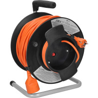 Solight prodlužovací přívod na bubnu, 1 zásuvka, 50m, oranžový kabel, 3x 1,5mm2