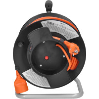Solight prodlužovací přívod na bubnu, 1 zásuvka, 50m, oranžový kabel, 3x 1,5mm2