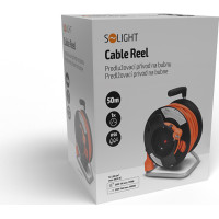 Solight prodlužovací přívod na bubnu, 1 zásuvka, 50m, oranžový kabel, 3x 1,5mm2
