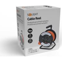 Solight prodlužovací přívod na bubnu, 4 zásuvky, 15m, oranžový kabel, 3x 1,5mm2