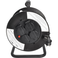 Solight prodlužovací přívod na bubnu, 4 zásuvky, venkovní, 25m gumový kabel, 3x 1,5mm2, IP44