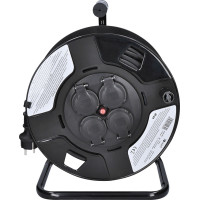 Solight prodlužovací přívod na bubnu, 4 zásuvky, venkovní, 50m gumový kabel, 3x 1,5mm2, IP44