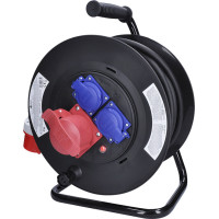 Solight prodlužovací přívod na bubnu, 3 zásuvky, 400V + 230V, 25m gumový kabel 5x1,5mm2, IP44