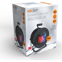 Solight prodlužovací přívod na bubnu, 3 zásuvky, 400V + 230V, 25m gumový kabel 5x1,5mm2, IP44