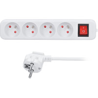 Solight prodlužovací přívod, 4 zásuvky, bílý, vypínač, 3m