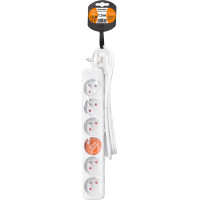 Solight prodlužovací přívod, 6 zásuvek, bílý, 1,5m
