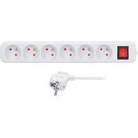 Solight prodlužovací přívod, 6 zásuvek, bílý, vypínač, 1,5m