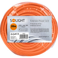 Solight prodlužovací přívod - spojka, 1 zásuvka, 20m, 3 x 1,5mm2, oranžová