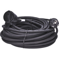Solight prodlužovací přívod - spojka, 1 zásuvka, 20m, 3 x 1,5mm2, gumová, černá