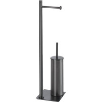 Gedy TRILLY stojan s držákem na toaletní papír a WC štětkou, hranatý, gun metal TR3281