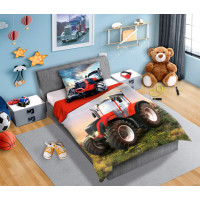 Dětské bavlněné povlečení ČERVENÝ TRAKTOR 004 - 160x200 cm